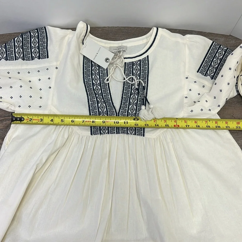 SOLD IN STORE Lucky Brand Embroidered Peasant Blouse Size Large - Picture 9 of 11